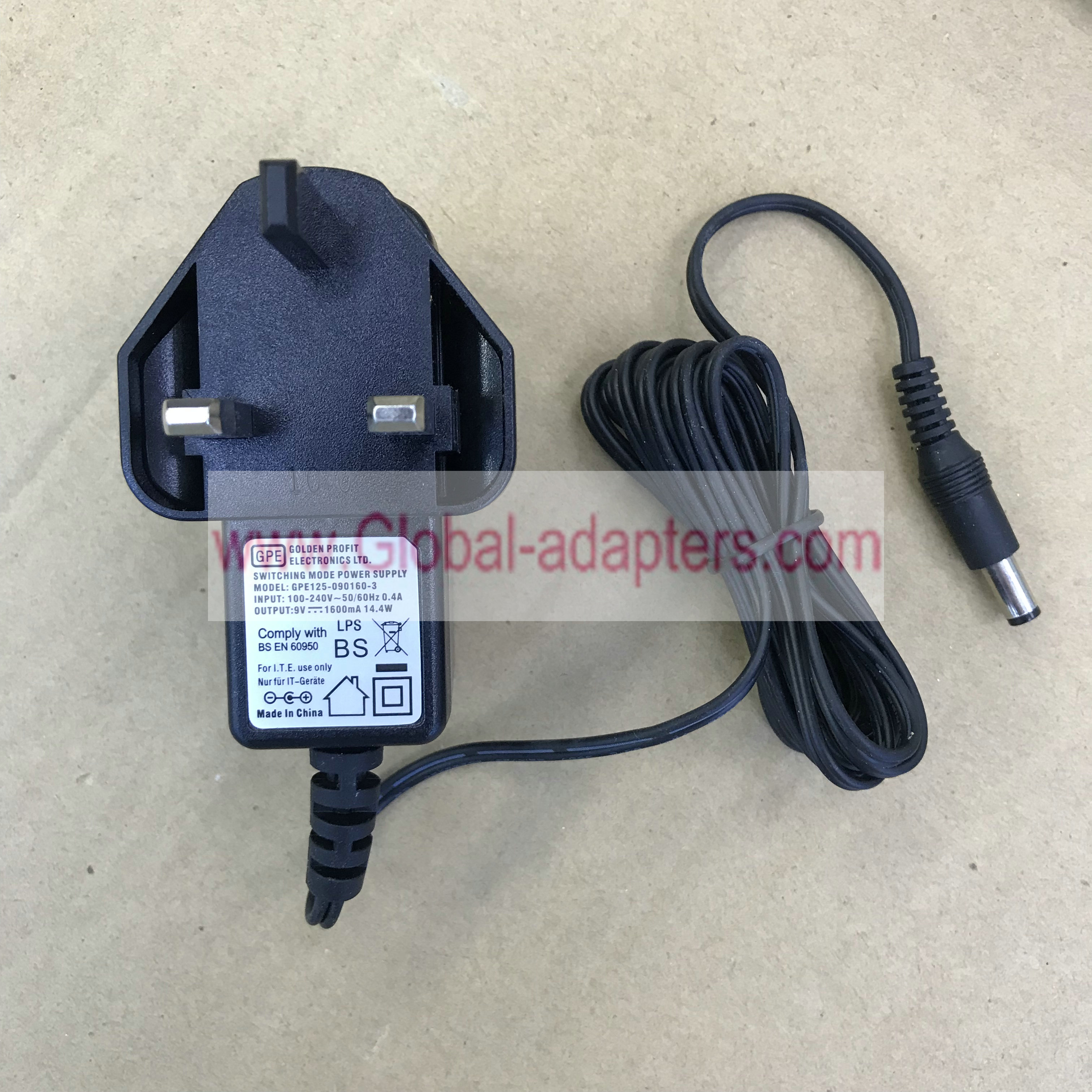 Original GPE GPE125-090160-3 9V 1.6A 5.5*2.1mm ac adapter UK PLUG - Click Image to Close